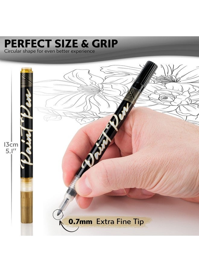 Stylo 8 Count Acrylic Metallic Pens White Black Gold And Silver Fine Tip Permanent Acrylic Metallic Paint Pens For Glass Wood Back To School Supplies Ideal For Arts And Crafts (8 Multicolor) - Image 2