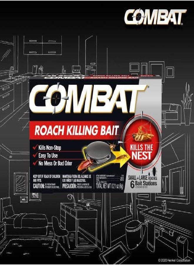 Combat Combat Roach Killing Bait Stations for Small and Large Roaches, 6 Count (Pack of 1)  - Image 2