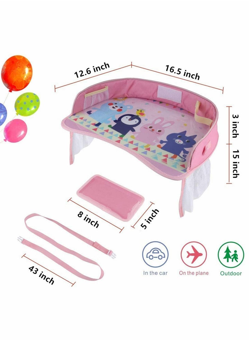 Y&D Kids Travel Tray for Car Seat Activity and Play Organizer Children Toddlers Lap Desk with Tablet Phone Holder Waterproof Foldable, Pink  - Image 5