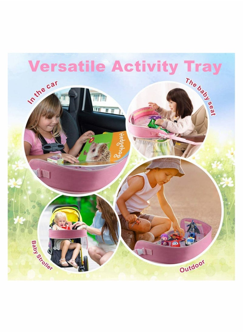 Y&D Kids Travel Tray for Car Seat Activity and Play Organizer Children Toddlers Lap Desk with Tablet Phone Holder Waterproof Foldable, Pink  - Image 4