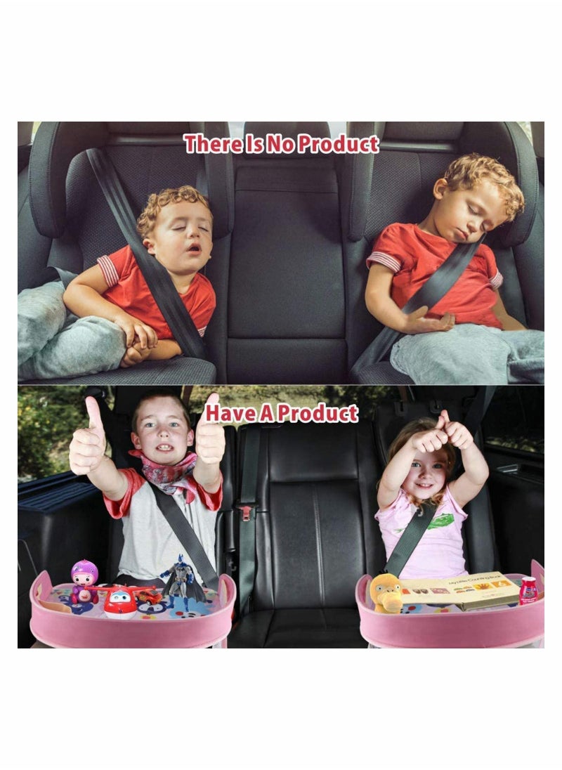 Y&D Kids Travel Tray for Car Seat Activity and Play Organizer Children Toddlers Lap Desk with Tablet Phone Holder Waterproof Foldable, Pink  - Image 3