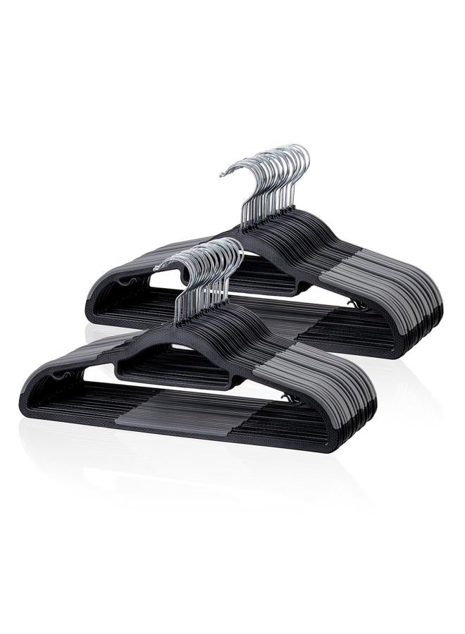 Tonswachic Coat Hangers 50 Pack, Heavy Duty Plastic Hangers for Clothes, Non-Slip Space Saving Clothes Hangers for Shirts Sweaters Pants - 0.2'' Thick 16.5'' Wide 360° Swivel Hook, Black and Dark Gray - Image 1