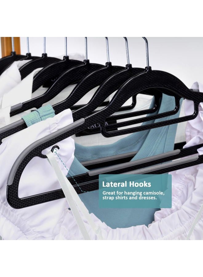 Tonswachic Coat Hangers 50 Pack, Heavy Duty Plastic Hangers for Clothes, Non-Slip Space Saving Clothes Hangers for Shirts Sweaters Pants - 0.2'' Thick 16.5'' Wide 360° Swivel Hook, Black and Dark Gray - Image 3