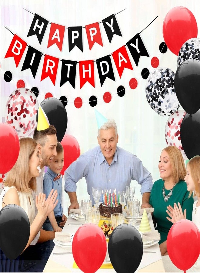 زينة عيد ميلاد باللونين الأحمر والأسود من يوفارس - لافتة عيد ميلاد سعيد باللونين الأحمر والأسود، بالونات، زينة دائرية منقطة للنساء والرجال - Image 5