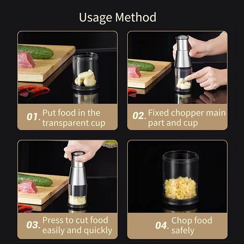 Deoxys Ailsion Manual Pressed Chopper Pressed Garlic Chopper Multifunctional Manual Onion Chopper Garlic Crusher for Mincing Garlic Slicing Peppers and Onions - Image 3