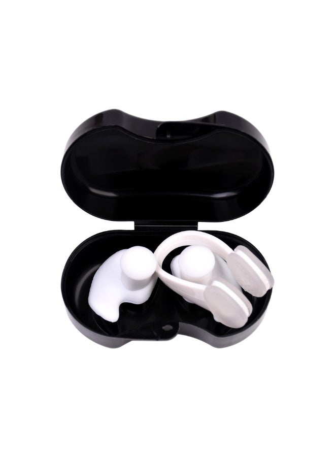 EastChoix 55g Silicone Swim Cap for Adults - Black with White Nose Clip & Earplugs Set, Waterproof Non-Slip Swimming Cap Keep Hair Dry - Image 2