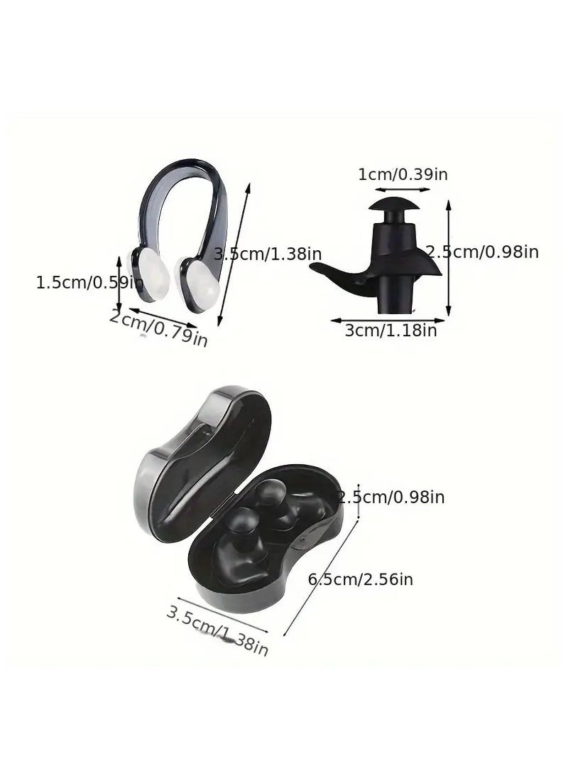 EastChoix 55g Silicone Swim Cap for Adults - Black with White Nose Clip & Earplugs Set, Waterproof Non-Slip Swimming Cap Keep Hair Dry - Image 5
