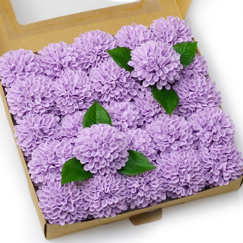Piklado Artificial Wedding Dahlia Flowers 25 pcs Lavender Fake Roses w/Stem for DIY Wedding Decor Centerpieces Arrangements Bouquets(Lilac) - Image 1
