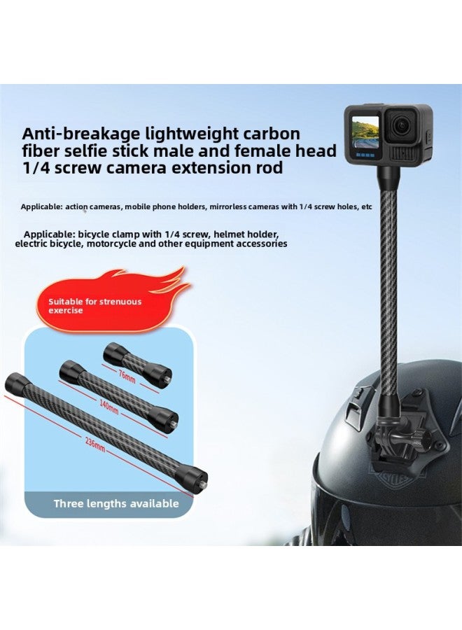 Aluminum Alloy Carbon Fiber Extension Rod 1/4 Double-head Fixed Bracket Sports Camera Mobile Phone Extended Photography Adapter-Color:Black-screw Hole Three Chuck Short Style  - Image 2