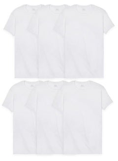 FRUIT OF THE LOOM Men's Eversoft Stay Tucked Crew T-Shirt, Regular-6 Pack White-Cotton Mesh Coolzone Underarm, l  - Image 1