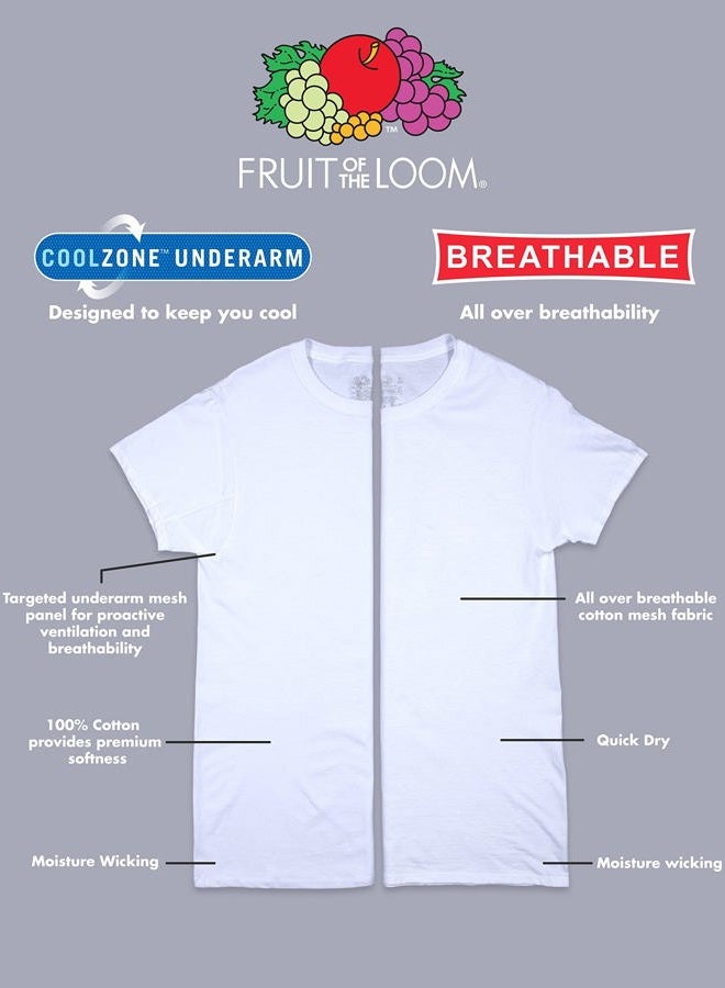 FRUIT OF THE LOOM تي شيرت رجال إيفرسوفت بقاء مرتب، عادي - 6 عبوات أبيض - قطن شبكي كولزون تحت الإبط، ل - Image 3