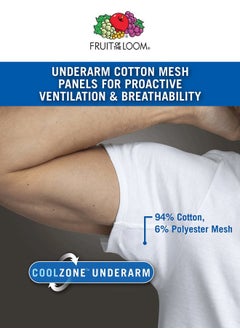 FRUIT OF THE LOOM Men's Eversoft Stay Tucked Crew T-Shirt, Regular-6 Pack White-Cotton Mesh Coolzone Underarm, l  - Image 2