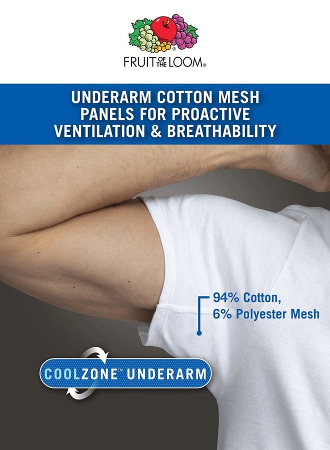 FRUIT OF THE LOOM تي شيرت رجال إيفرسوفت بقاء مرتب، عادي - 6 عبوات أبيض - قطن شبكي كولزون تحت الإبط، ل - Image 2