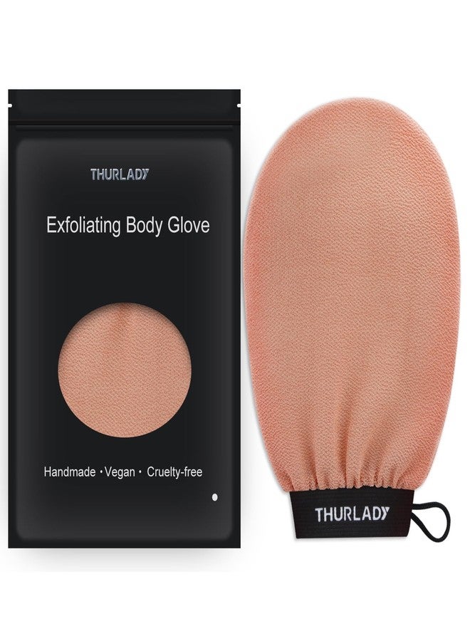 THURLADY Exfoliating Glove, Korean Exfoliating Mitt Body Scrubber, Viscose Fiber Bath Shower Scrub Gloves, Dead Skin Remover for Body, Skin Care Tools for Smoother Skin, Self-Tan Prep & Removal, Peach - Image 1