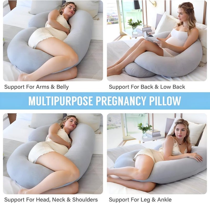 DADDY COOL Full Body C Shape Pregnancy Pillow for Pregnant Women, Maternity Pillow Gift for Pregnancy Sleeping Pillow Pack of 1 Wine - Image 5