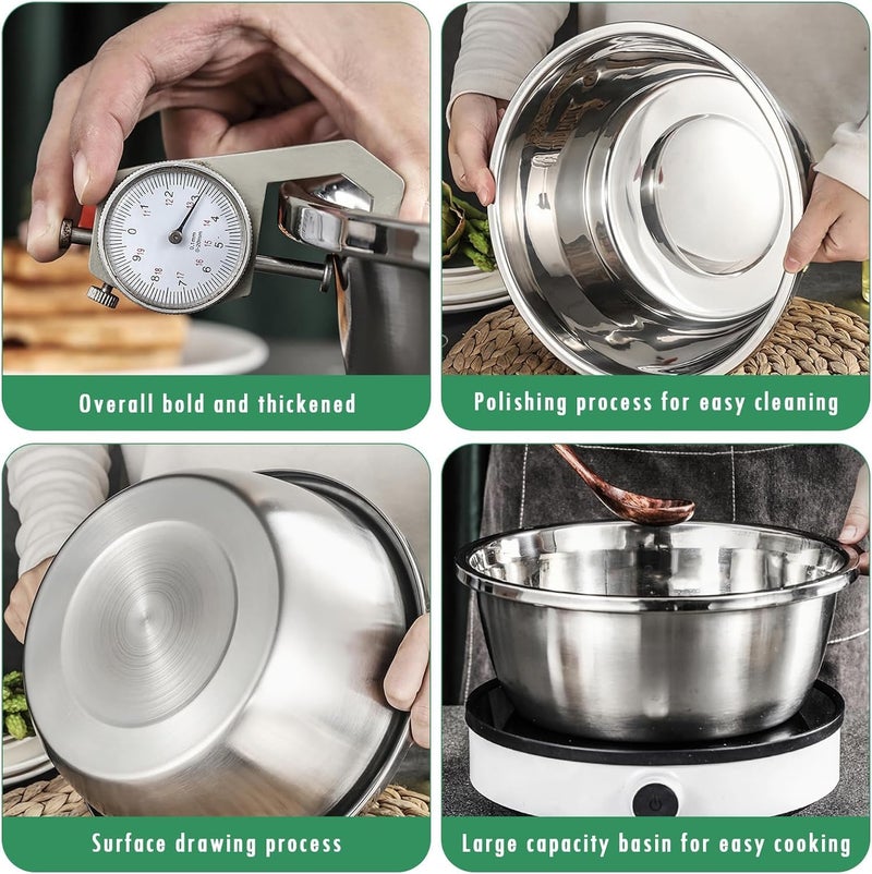 3-In-1 Stainless Steel Drain Basket Basin Set - Multifunctional Kitchen Vegetable Chopper & Grater - 26cm Colander & Mixing Bowl Set - 3 Pieces - Image 5