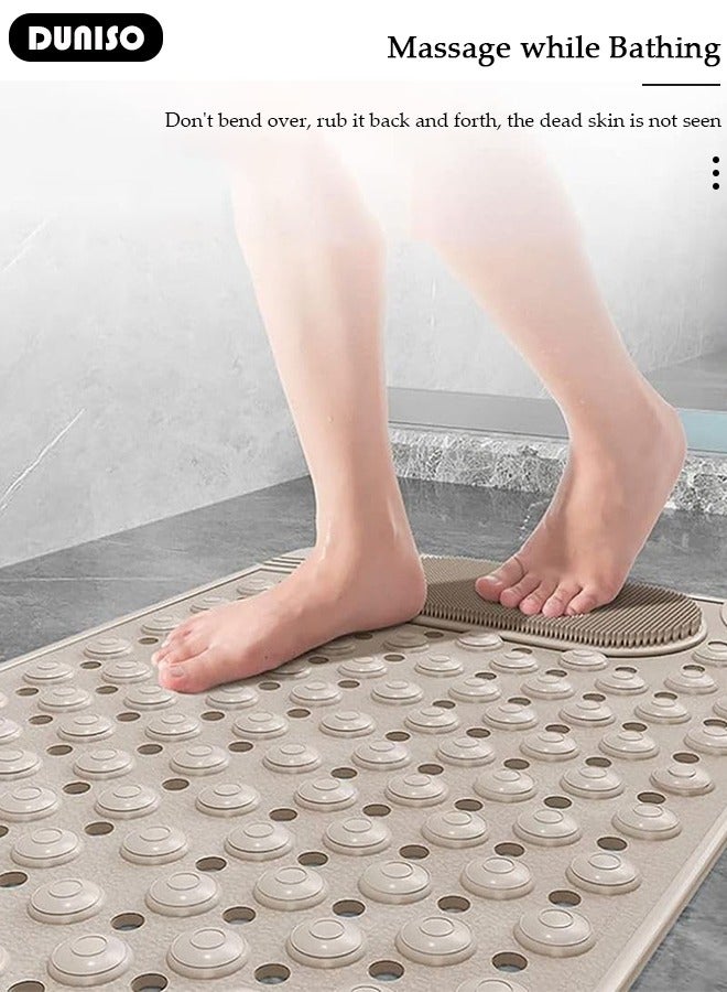 DUNISO Anti Slip Bathroom Mat Shower Mat Waterproof Mat Foot Massage Mat With Drain Holes And Suction Cups 36*70cm Bath Mat For Tub, Toilet And Bathroom Floors-Brown  - Image 5