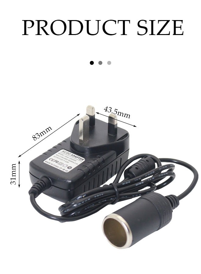 AC to DC Converter 12V 24W Car Cigarette Lighter Socket, 100-240V to 12V 2A AC/DC Power Adapter Power Supply Transformer UK Plug - Image 2
