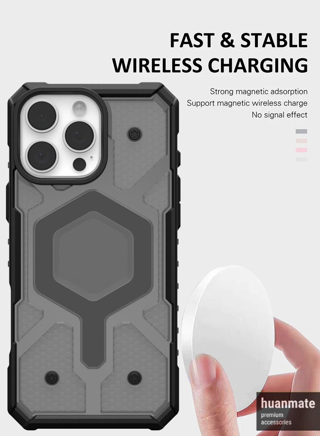 huanmate Apple iPhone 16 Pro Max MagSafe Case Black/Dark Grey- High Quality Strong Magnet, Wireless Charging Compatible, Shockproof Protection, Ultra Slim Anti-Scratch Magnetic Cover for Apple iPhone 16 Pro Max - Image 3