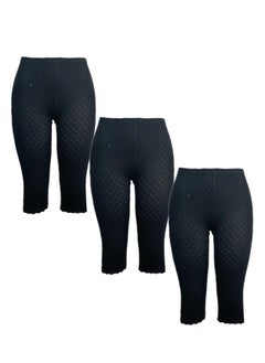 City Rose 3- Pieces Women's Perforated Cotton Bermuda Black  - Image 1