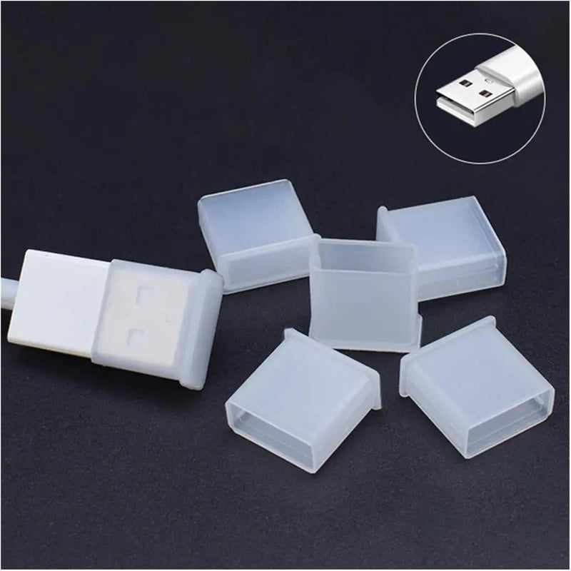 30 Pcs USB Plug Cover Anti-dust Protective Flash Drives PE Mini USB-A Sleeve for U Disk(Black) - Image 4