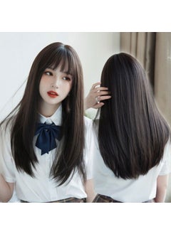 Long Wig with Air Bangs Natural Fluffy FashionNatural black care five-piece set Natural black care five-piece set