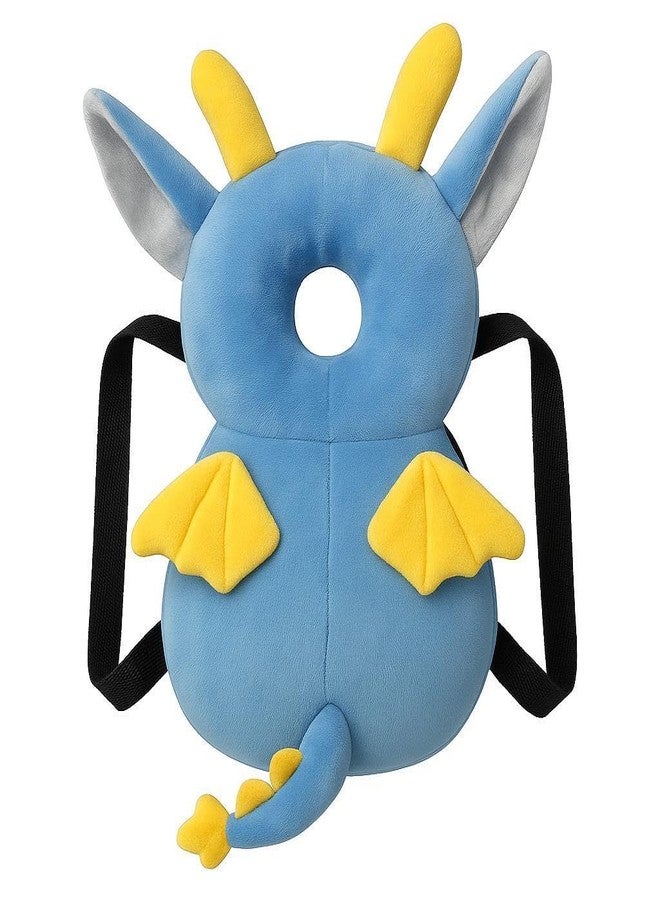 Snugnibble “DragonGuard Baby Head Protector – Cute Plush Dragon Safety Backpack Plush Toy Early Learning Cushion for Babies Head Protection, Anti-Fall Pillow with Adjustable Straps (Blue & Yellow)” - Image 1