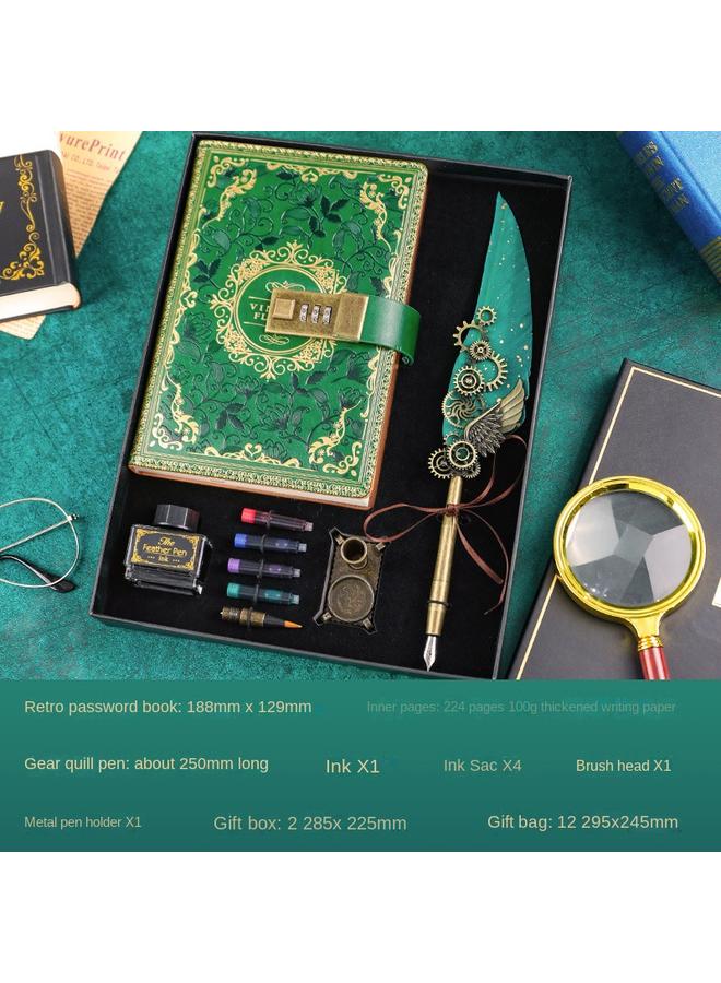 Bluejw Retro European-style Password Notebook Gift Box Hand Account Suit With Lock Hand Account Book For Boys And Girls Cute Cartoon Girls - Image 1