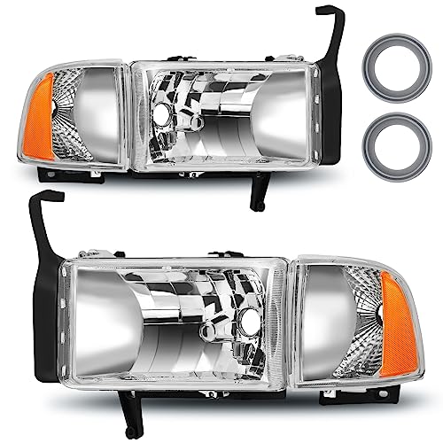 telpo Headlight Assembly Fit For 19942001 1994 1995 1996 1997 1998 1999 2000 2001 Dodge Ram 1500 9401 19942001 Dodge Ram 150019942002 9402 Dodge Ram Pickup 2500 3500 Headlights