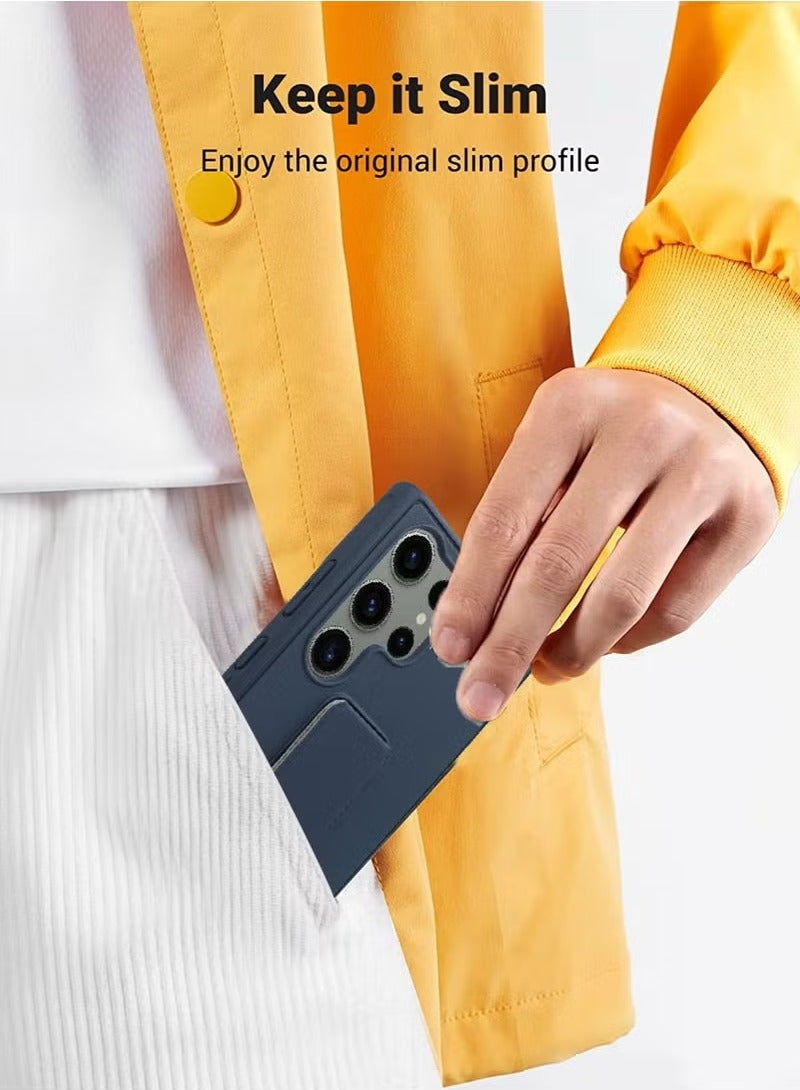 إينيكس جراب حماية 3 في 1 مغناطيسي ذو مسند للهاتف وسوار لأصابع اليد لهاتف سامسونج جالكسي اس 23 الترا-أزرق بحري - Image 2