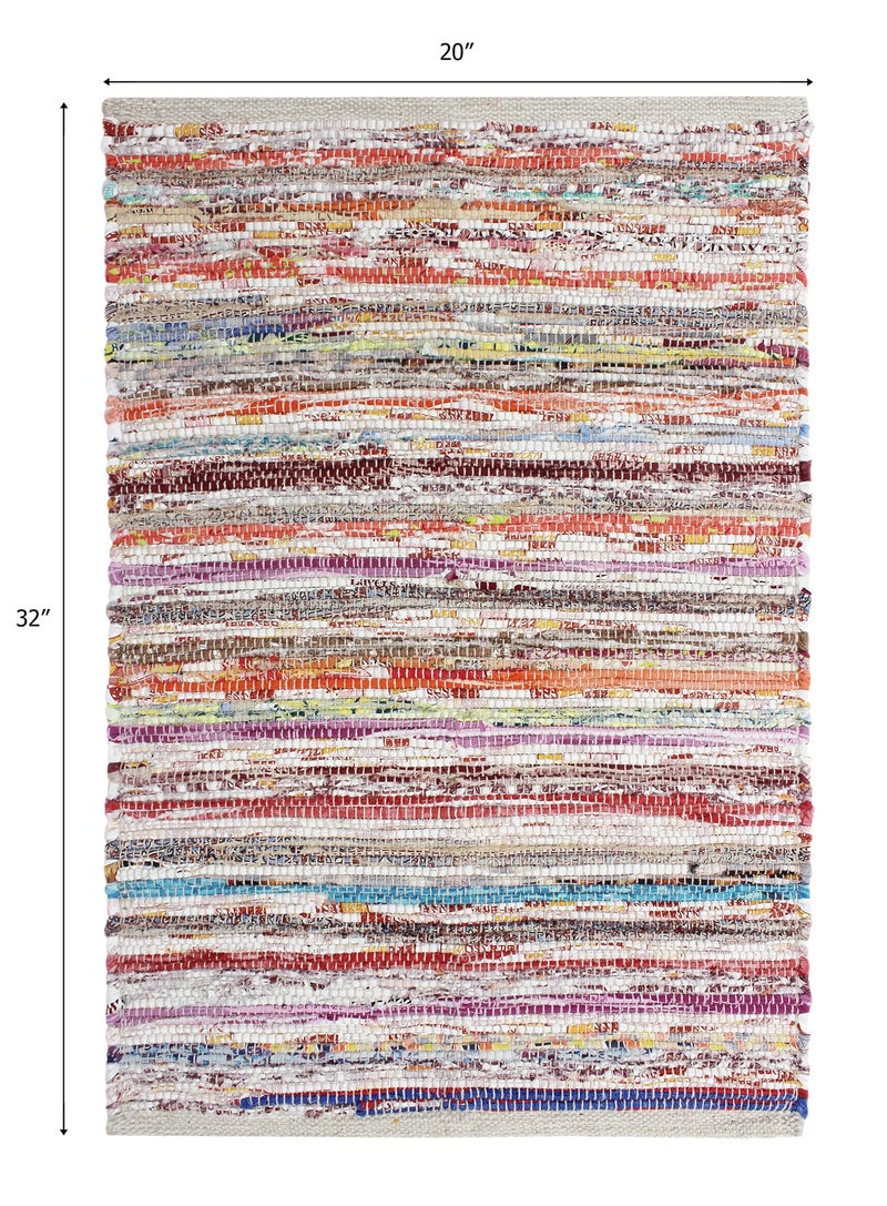 COTTON CRAFT Cotton Chindi Rag Rug - 2 Pack - Boho Farmhouse Rustic Area Accent Throw Rug - Handwoven Reversible Natural Recycled Yarn - Living Room Den Study Home DÃ©cor Gift -20 x 32 in - Multi Color - Image 3