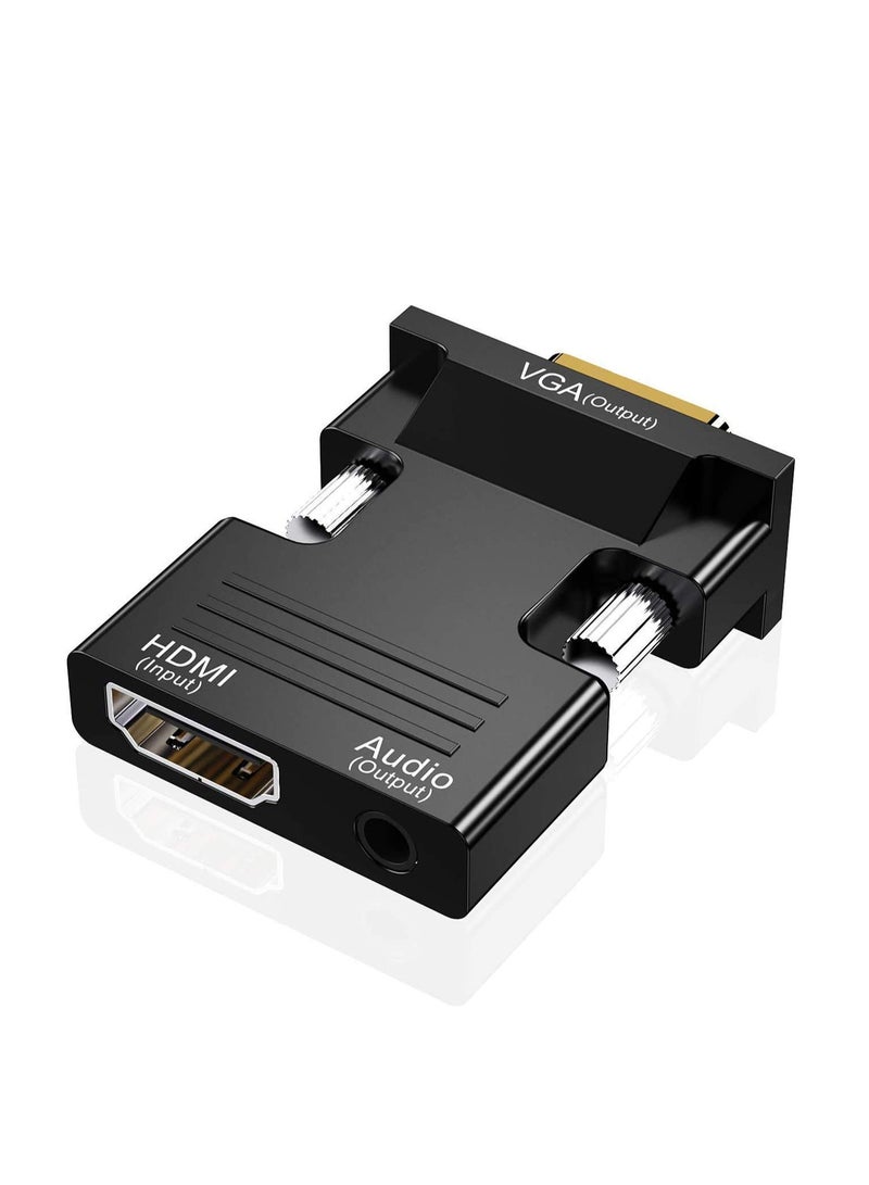 HDMI to VGA Adapter, KASTWAVE Audio Output Cable Computer Set-top Box Converter Connector Adapter for Laptop PC Monitor Projector HDTV  ( 3.5mm Stereo Included ) - Image 1