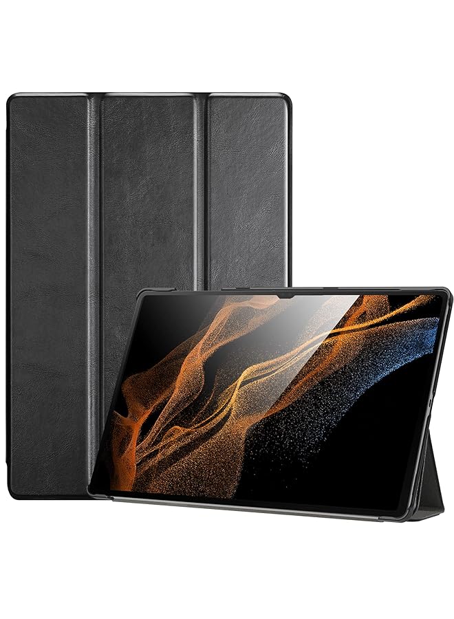 Procases For Galaxy Tab S8 Ultra 14.6 Inch 2022 Case Pu Leather Slim Trifold Protective Stand Case Smart Cover For 14.6 Galaxy Tab S8 Ultra 2022 Tablet Sm X900 Sm X906 Black - Image 1