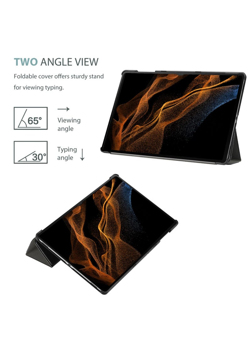 Procases For Galaxy Tab S8 Ultra 14.6 Inch 2022 Case Pu Leather Slim Trifold Protective Stand Case Smart Cover For 14.6 Galaxy Tab S8 Ultra 2022 Tablet Sm X900 Sm X906 Black - Image 5