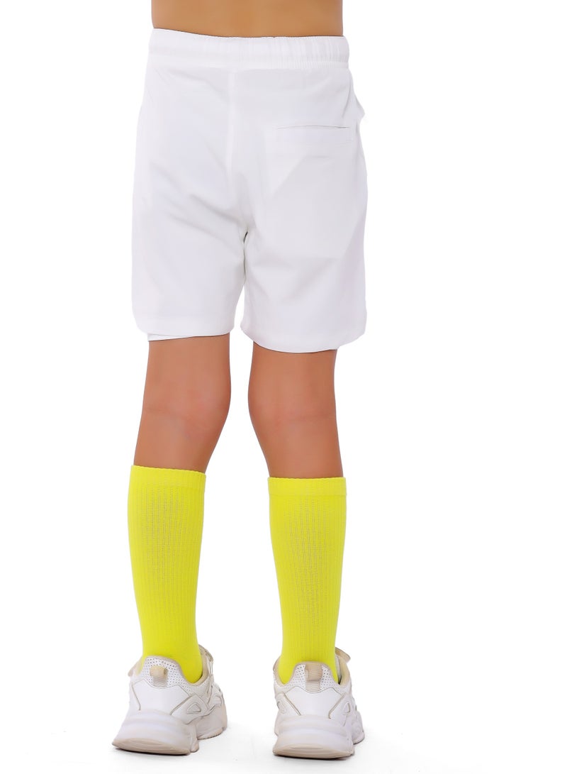 ANJA Boys' White Double-Layer Sports Shorts – Comfortable, Integrated Undershorts - Image 3