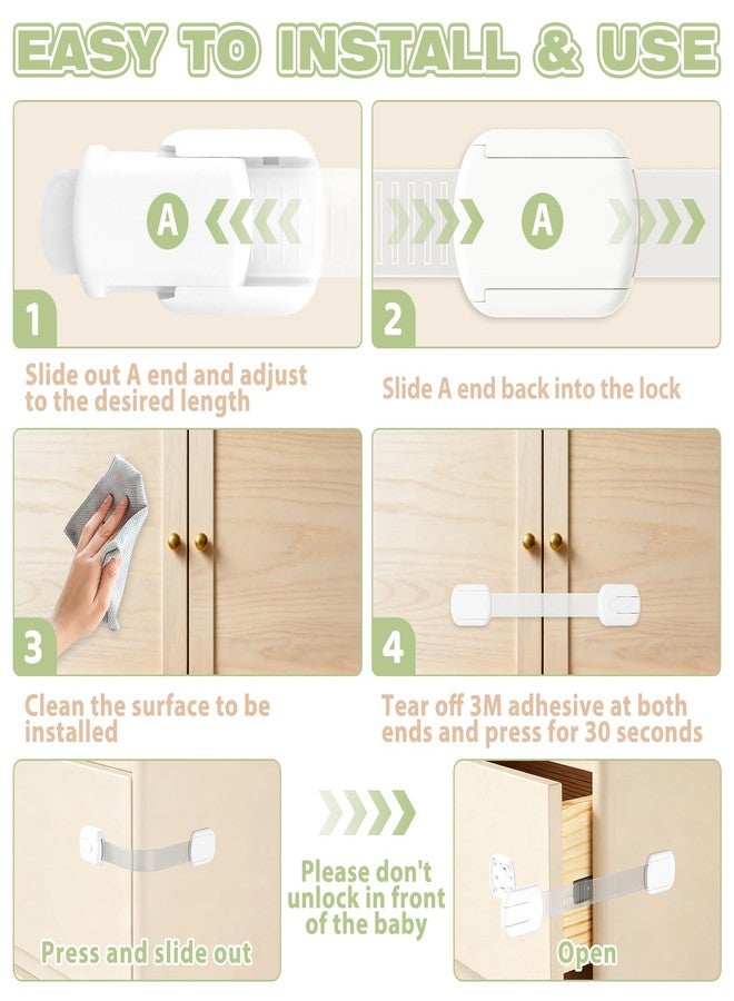 LKbeuuu 8-pack Child Safety Cabinet Locks, Child-proof Cabinet Locks with 3M Adhesive, No Drilling Required, Multipurpose Baby-proof Cabinet Locks For Drawers, Fridge, Cabinets, Toilet Seat and More - Image 5