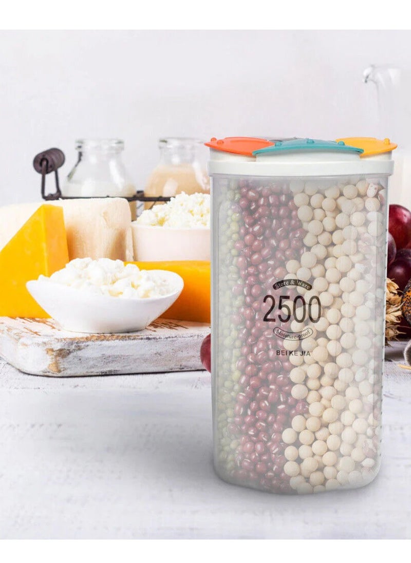 4 in 1 Cereal Storage Container 3L Cereal Container with Lids Airtight Food Storage Containers Durable Plastic Cereal Box Containers Food Grade and BPA Free Cereal