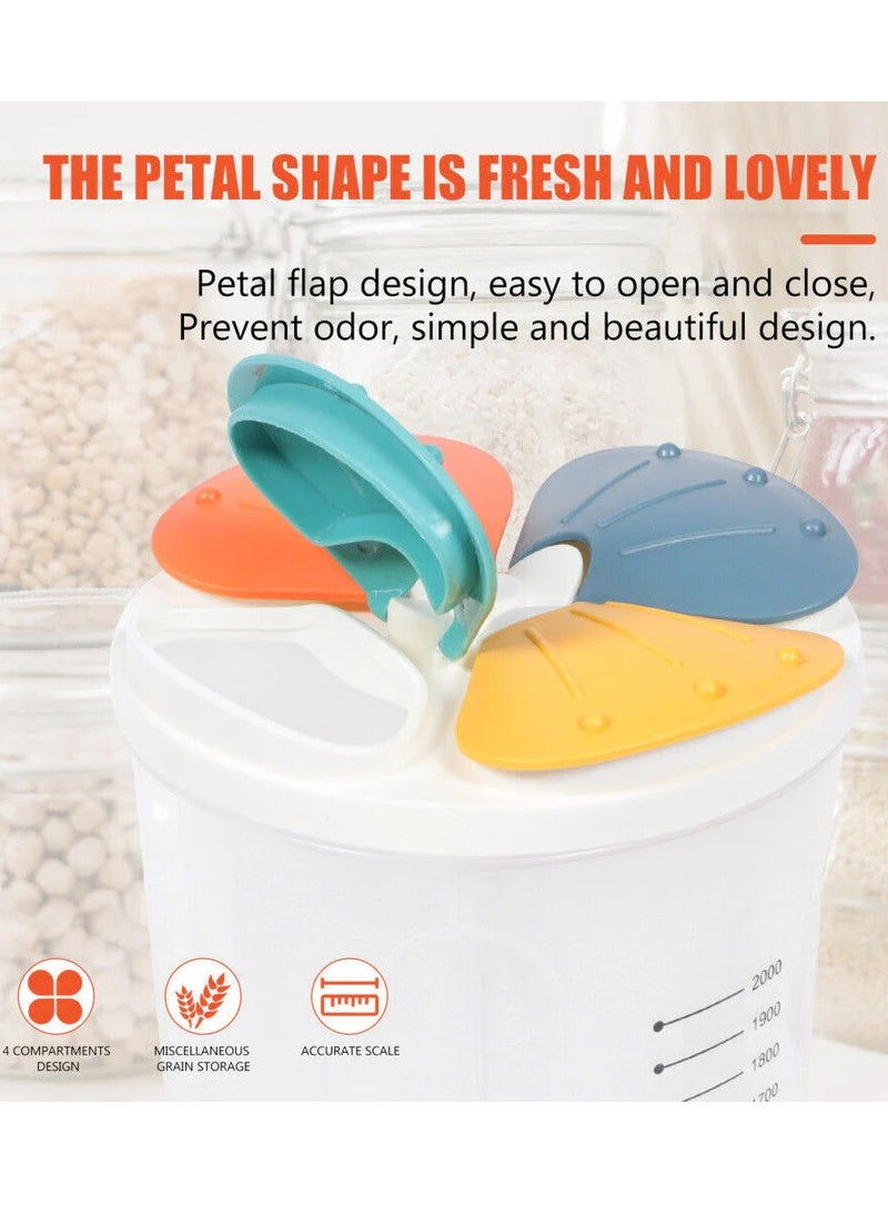 4 in 1 Cereal Storage Container 3L Cereal Container with Lids Airtight Food Storage Containers Durable Plastic Cereal Box Containers Food Grade and BPA Free Cereal