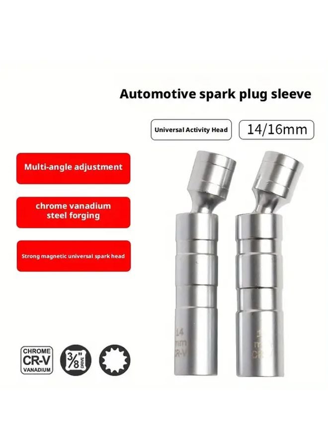 Universal Spark Plug Socket Set 14mm 16mm Magnetic Alloy Steel Ratchet Tool - Image 2
