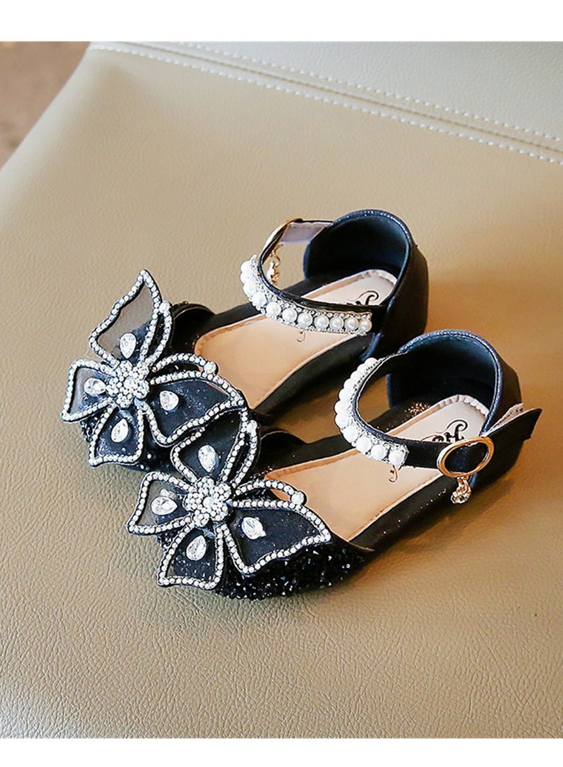 New style girls sandals baby girls bow princess shoes girls sequin dance performance shoes sandals - Image 2