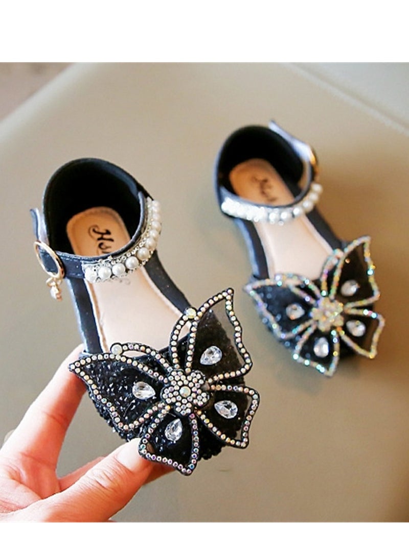 New style girls sandals baby girls bow princess shoes girls sequin dance performance shoes sandals - Image 3
