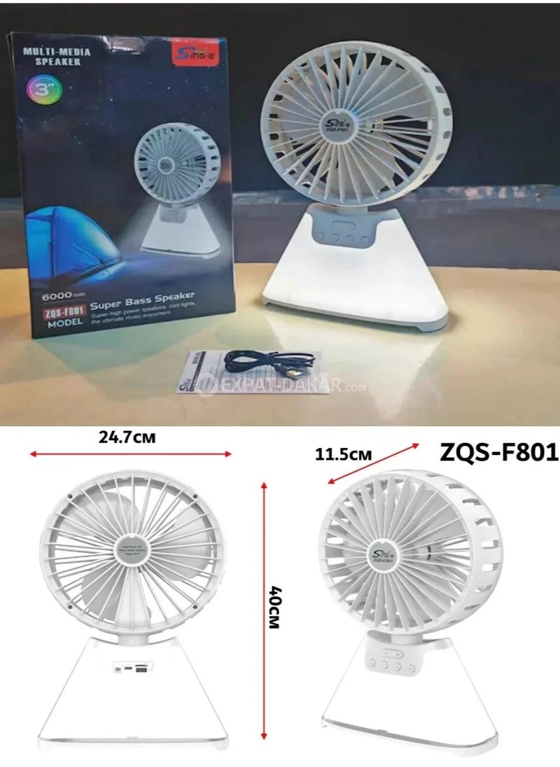 Sina - ZQS-F801 Speaker System with LED Lamp and Fan - Image 1