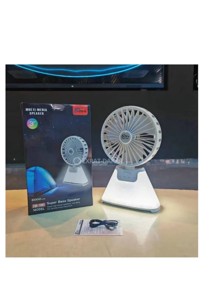 Sina - ZQS-F801 Speaker System with LED Lamp and Fan - Image 1
