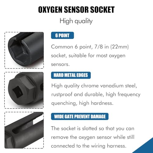 GIZMO Automotive Oxygen Sensor Socket 22mm, O2 Sensors Socket Wrench Remover Tool Opening Size 10mm With Side Wire Cutout - Image 2