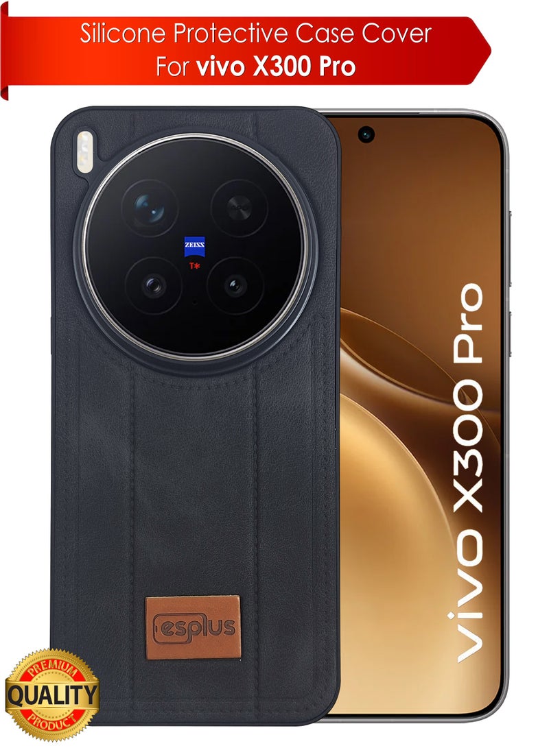 Vivo X300 Pro Premium Silicone Leather Finish Back Case  | High Quality Silicone Case Cover Designed for Vivo X300 Pro  | Ultimate Impact Protection ,Shockproof, Anti-Fingerprint , Comfortable feel and Durable back protection Case for Vivo X300 Pro  - Black - Image 1