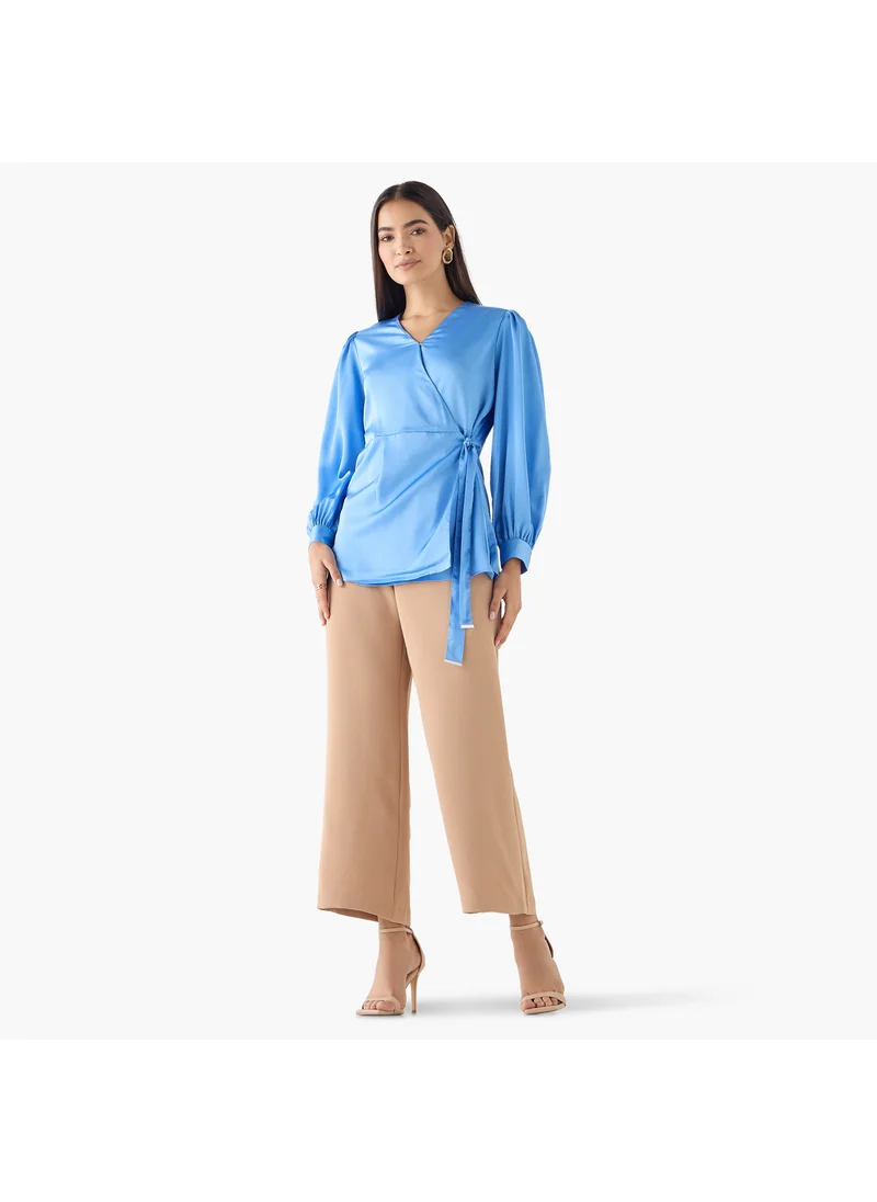 ايكونيك Iconic Plain Wrap Top with Tie-Up Belt
