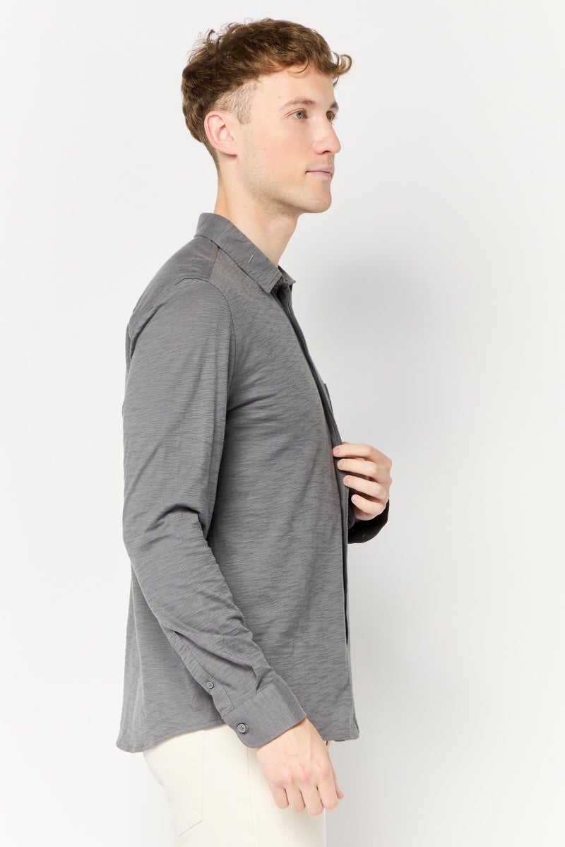 Celio قميص رجالي عادي بأكمام طويلة رمادي اللون - Image 3