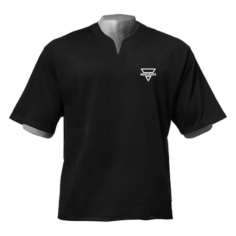 and sports short-sleeved men''s loose plus size summer V-neck T-shirt fitness basketball casual training shirt fashion - Image 2
