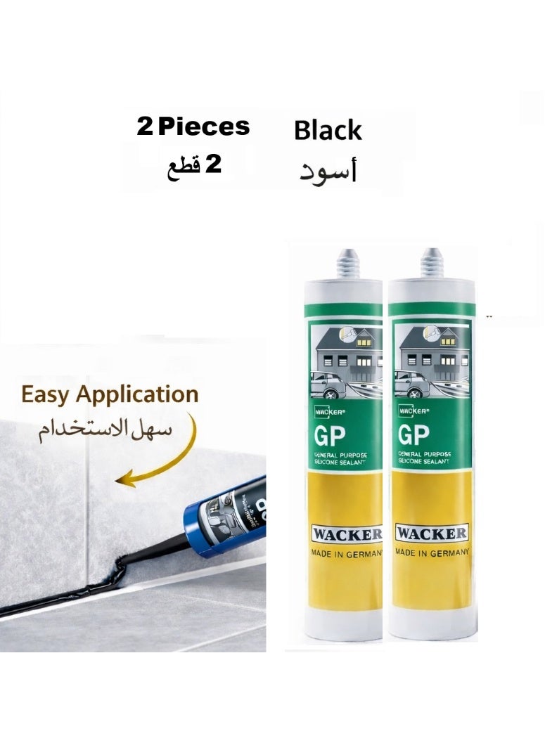 WACKER 2 Pieces Wacker Germany Silicone Sealant General Purpose GP 280 ml Black - Image 1