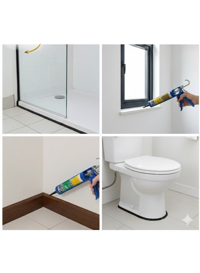 WACKER 2 Pieces Wacker Germany Silicone Sealant General Purpose GP 280 ml Black - Image 3